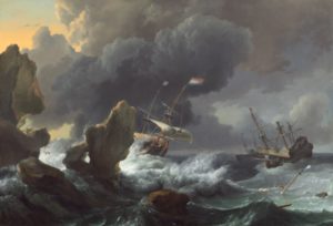 Πίνακας: Ludolf Backhuysen, Ships in Distress off a Rocky Coast, 1667, NGA