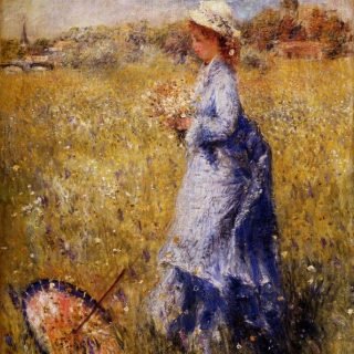 Girl gathering flowers