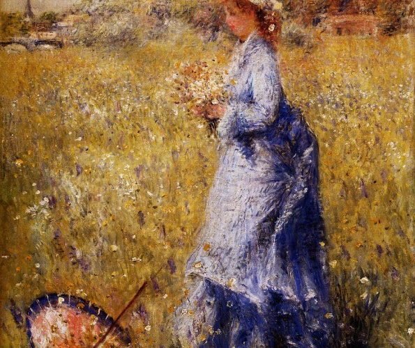 Girl gathering flowers