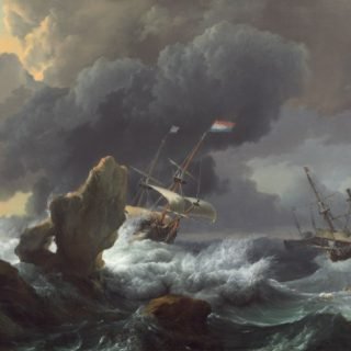 Ludolf backhuysen dutch 1631 1708 ships in distress off a rocky coast