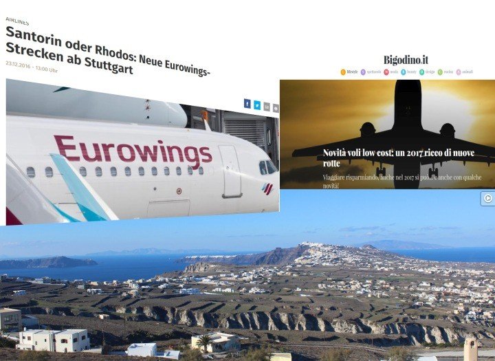 ΝΕΕΣ ΑΠΕΥΘΕΙΑΣ ΠΤΗΣΕΙΣ ΓΙΑ ΤΗ ΣΑΝΤΟΡΙΝΗ