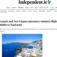 ΚΑΠΟΙΟΙ ΑΙΣΙΟΔΟΞΟΥΝ: RAYNAIR KAI AER LINGUS, ΑΝΑΚΟΙΝΩΝΟΥΝ ΑΝΟΙΞΙΑΤΙΚΕΣ ΠΤΗΣΕΙΣ ΓΙΑ ΣΑΝΤΟΡΙΝΗ