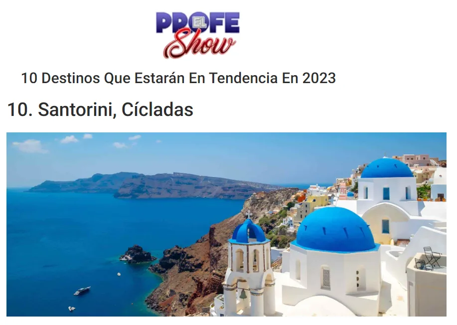 ΣΑΝΤΟΡΙΝΗ ΣΤΑ 10 ΚΑΛΥΤΕΡΑ ΤΟΥΡΙΣΤIΚΑ ΣΗΜΕΙΑ ΤΟΥ ΚΟΣΜΟΥ