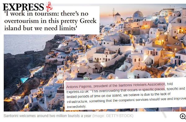 Αντώνης Παγώνης στην express.co.uk: “δεν υπάρχει υπερτουρισμός αλλά χρειαζόμαστε όρια»