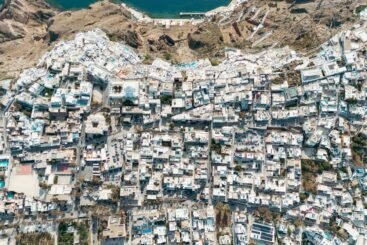Aerial,Drone,Photo,Of,Beautiful,Fira,Town,On,Santorini,With